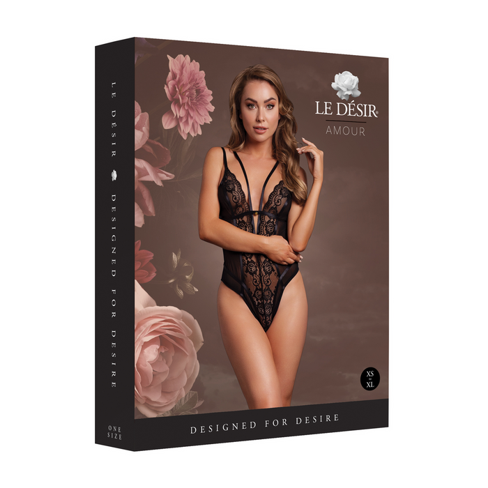 Le Désir Wireless Lace Bodysuit Noir