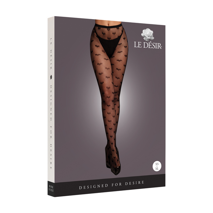 Le Désir Heart Patterned Tights Noir