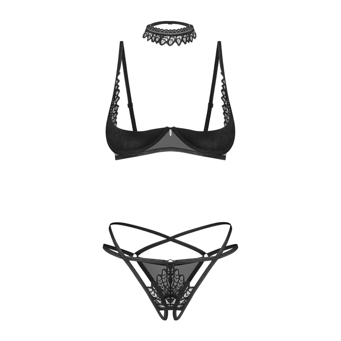 Obsessive Donarella Ensemble Lingerie Entrejambe Ouvert Noir