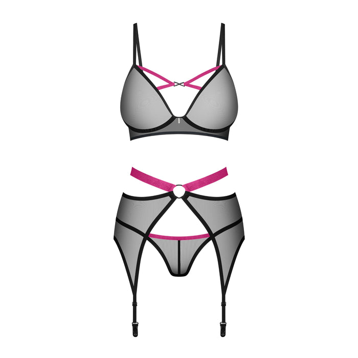 Obsessive Novenes Ensemble Lingerie 3 Pièces Noir