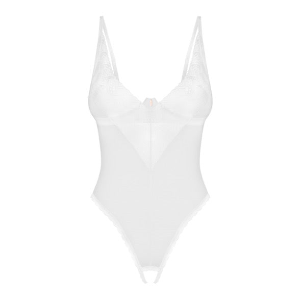 Obsessive Alissium Teddy Entrejambe Ouvert Blanc