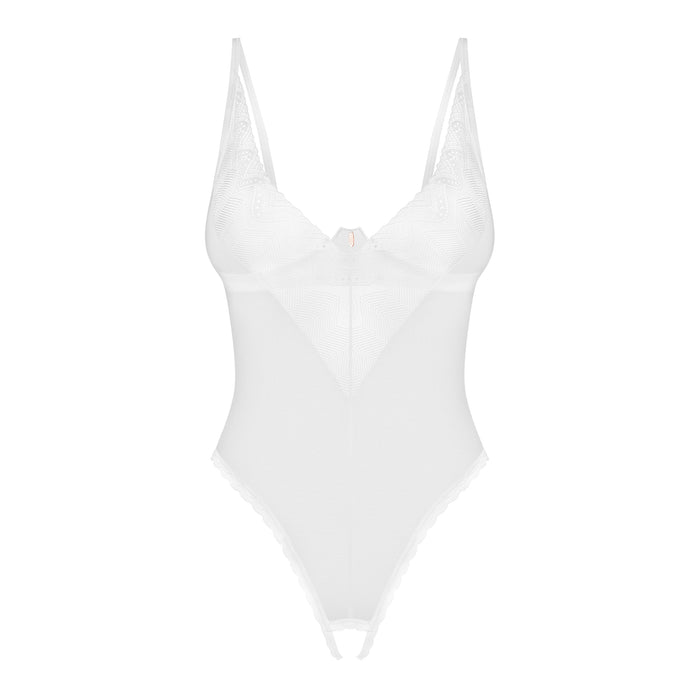 Obsessive Alissium Teddy Entrejambe Ouvert Blanc