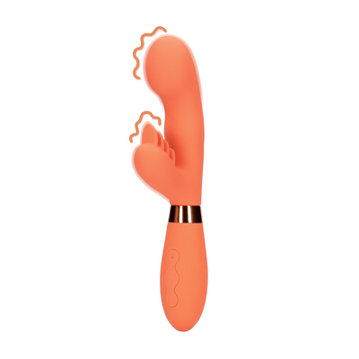 Silicone Rabbit Vibrator With Ribbed Clitoral Stimulator Glazed Carrots