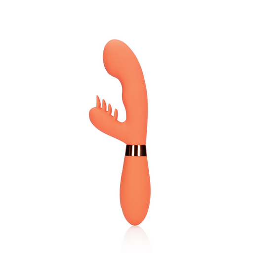 Silicone Rabbit Vibrator With Ribbed Clitoral Stimulator Glazed Carrots