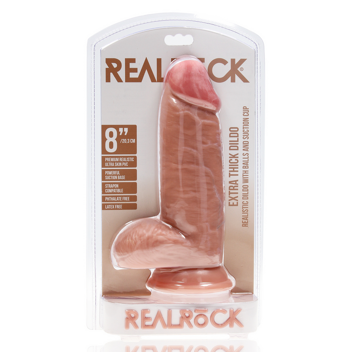 RealRock Gode Extra Épais Avec Boules 20,3 Cm